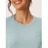 cheibear Women's Sleepwear Round Neck Soft Knit Short Sleeve Shirt with Pants Capri Pajamas Set - 4 of 4