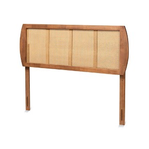 Harris Wood and Synthetic Rattan Headboard Walnut - Baxton Studio - 1 of 4