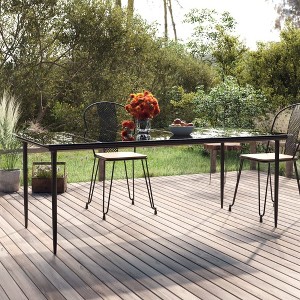 Dining Table Black Powder-coated steel Large Durable - 1 of 4