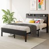 NicBex Bed Frame with Charging Station,Upholstered Bed Frame with Storage Headboard,Strong Metal Slats,No Box Spring Needed,Easy Assembly,Brown/Black - 2 of 4