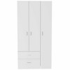 Austral 3 Door Armoire with Drawers, Shelves, and Hanging Rod -White - 2 of 4