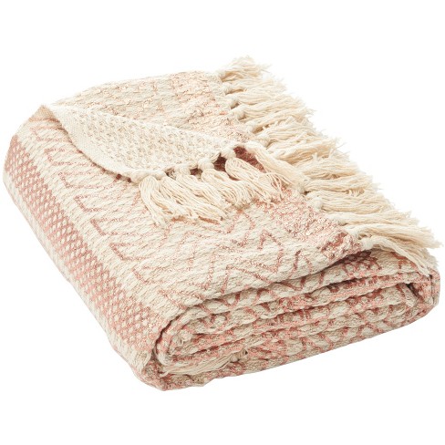 Beige throw best sale blanket with fringe