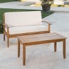 Sapphtopaz Outdoor Patio Furniture Set Acacia Wood Conversation Sofa with Cushions Wooden Rectangular Coffee Table for Garden, Terrace - 3 of 4