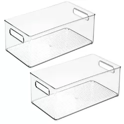 mDesign Small Plastic Kitchen Storage Container Bin with Handles, 2 Pack