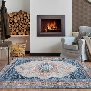 Area Rug Machine Washable Soft Non Shedding Non Slip Floor Carpet Boho Vintage Floral Throw Rug for Bed Room Dining - 1 of 4