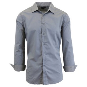 Galaxy By Harvic Men's Long Sleeve Slim-Fit Solid Dress Shirts - 1 of 3