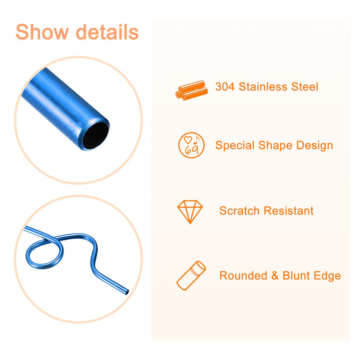 Unique Bargains 304 Stainless Steel Durable Curly Shaped Design Reusable Drinking Straw 4 Pcs - thumbnail 3