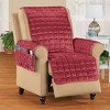 Collections Etc Velvet Non-Slip Quilted Recliner Cover with Side Pockets - 2 of 4