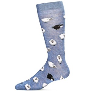 Memoi Men's Fluffy Sheep Bamboo Blend Novelty Crew Sock Denim Heather 10-13 - 1 of 4