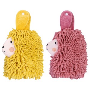 REGALWOVEN Cute Cartoon Alpaca Soft Absorbent Chenille Decorative Hand Towels 2 Pcs - 1 of 4