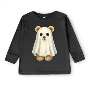 Watercolor Ghost Bear - Kids Youth Long Sleeve Tee and Kids Toddler Long Sleeve Tee - 1 of 3