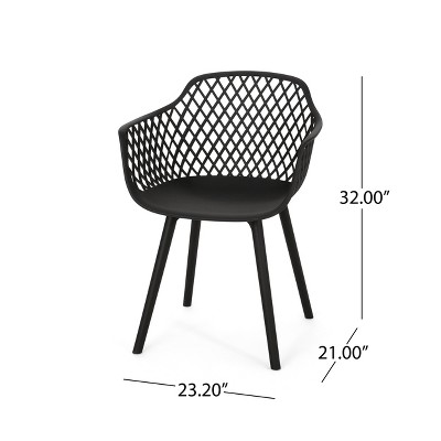 Black Polypropylene Resin Outdoor Dining Chairs, Set of 2