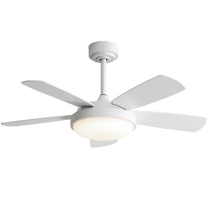 Wanze of Ocean 42 in. Modern Indoor White 6-Speed White Blades 3-Size Downrod Mount Ceiling Fan with 3-Color Dimmable LED Light - 1 of 4