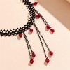 Gothic Blood Drop Fringe Choker With Crystal & Pearl Beads For Vampire Halloween Punk Jewelry - 3 of 4