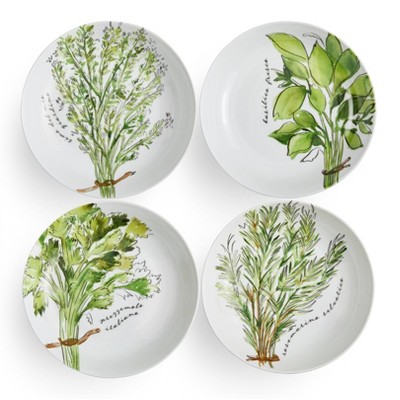 Erbe Italiane Ceramic Herb Design Salad and Pasta Bowls Set