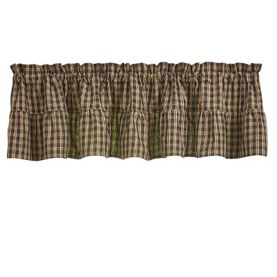 Park Designs Sturbridge Plaid Ruffle Black Valance 14"L