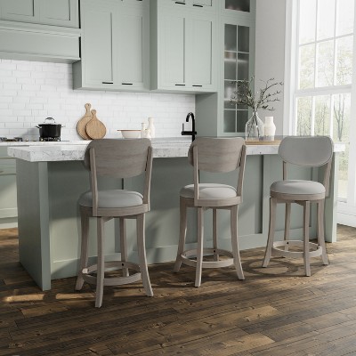 Aged Gray 36" Wood Swivel Counter Stool with Plush Seat