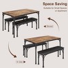 Dining Table with Benches, Dining Room Table Set for 4, Kitchen Table Set with Roman Column - 3 of 4