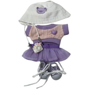 Doll Clothes Superstore Complete Clothing Set for Labubu Dolls with Hat, Sweater, Skirt, Shoes, and Camera Accessory - 1 of 4
