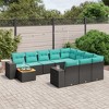 vidaXL 11 Piece Patio Sofa Set with Cushions Black Poly Rattan - 2 of 4