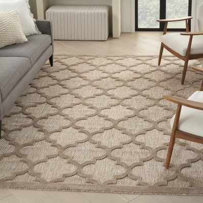 Taupe and Ivory Moroccan Trellis 7' x 10' Synthetic Area Rug