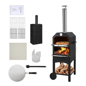 Outdoor Pizza Oven Wood Fired Pizza Oven Portable Patio Ovens Included Pizza Stone - 1 of 4