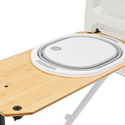 Yakima Adjustable Wooden Side Table with Plastic Cutting Board