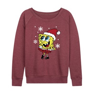 Women's - SpongeBob SquarePants - Dear Santa Lightweight French Terry Wide Neck Long Sleeve Shirt - 1 of 4