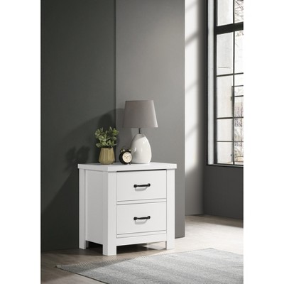 Airsurfer Compact White Nightstand Modern White Two-Drawer Nightstand Bedroom Furniture for Bedroom Organization