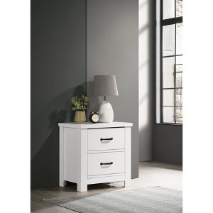 Airsurfer Compact White Nightstand Modern White Two-Drawer Nightstand Bedroom Furniture for Bedroom Organization - 1 of 4