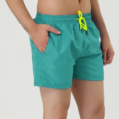 Lars Amadeus Men's Solid Color Summer Drawstring Waist Beach Swim Trunks 2 Packs Light Blue/Light Blue 36 — фото 2
