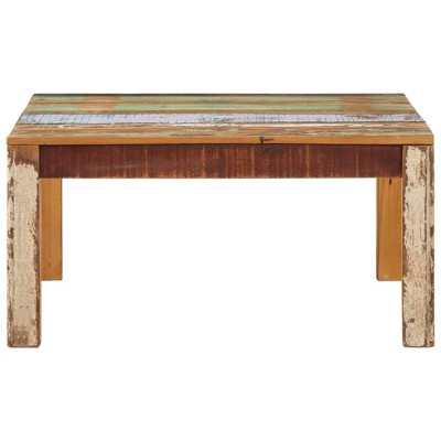 Farmhouse Chic Reclaimed Wood Square Coffee Table, Multicolor