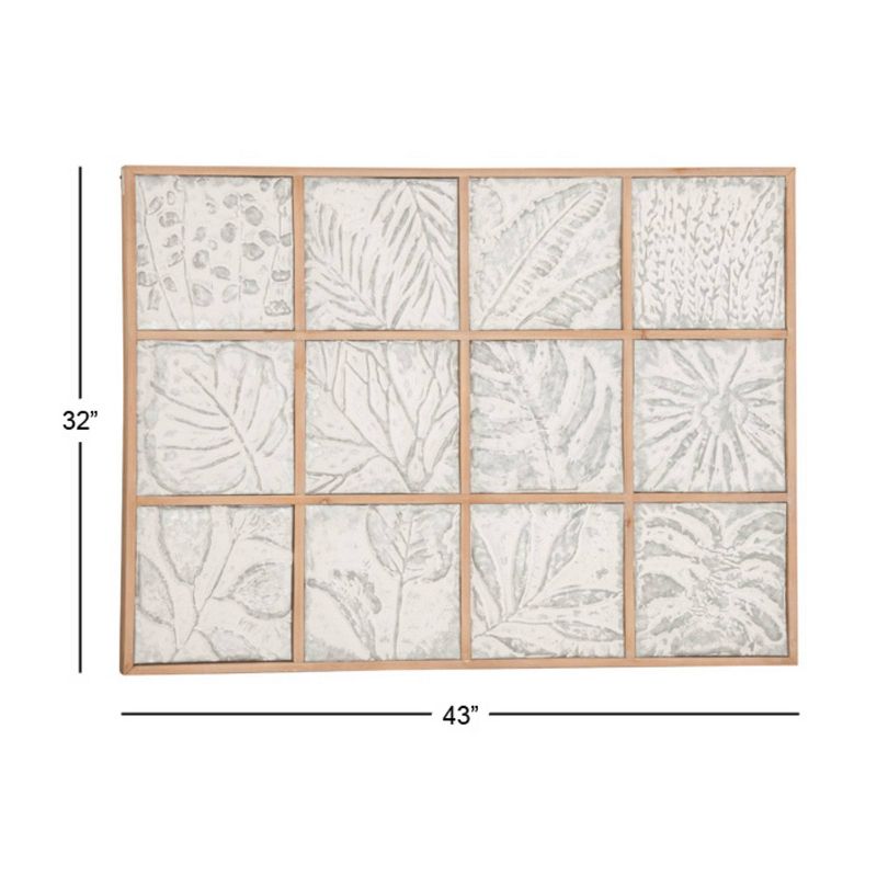 Metal Leaf Tropical Wall Decor with Wood Frames Gray - Olivia &#38; May, 3 of 6