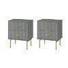 Ceandro Contemporary Classic 2-Drawer Nightstand Set of 2|ARTFUL LIVING DESIGN-NAVY - 2 of 4
