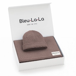 Bleu La La Luxe Collection 100% Organic Luxury Knit Baby Blanket + Hat Set - 1 of 4