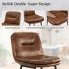 Arceso Double-Layer Upholstered Bar Stools Set of 4, Counter Height Bar Stools, 24 Inch Faux Leather Armless Barstool Chairs, Yellowish Brown - 3 of 4