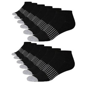 JAMES FIALLO Men's 12-Pairs Performance Low Cut Athletic Plain Black with Central Gray Stripes and White Toes Sport Socks - 1 of 4
