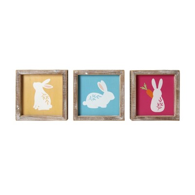 Transpac Wood/MDF Mini Sign Set of 3 Home Decorations Spring