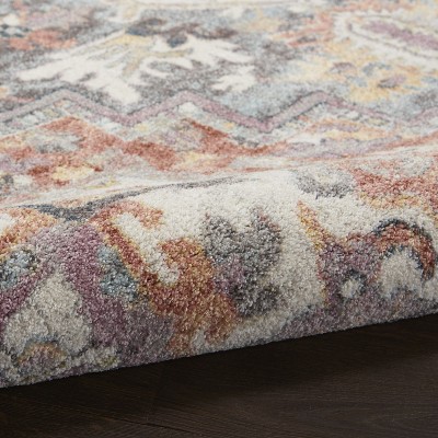 Juniper Blue and Multicolor Synthetic Medallion Area Rug