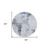 Navy Blue And Ivory Abstract Washable Indoor Outdoor Area Rug - 3 of 4