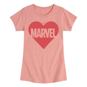 Girls' - Marvel - Heart Valentine Fitted Short Sleeve Graphic T-Shirt - 1 of 4