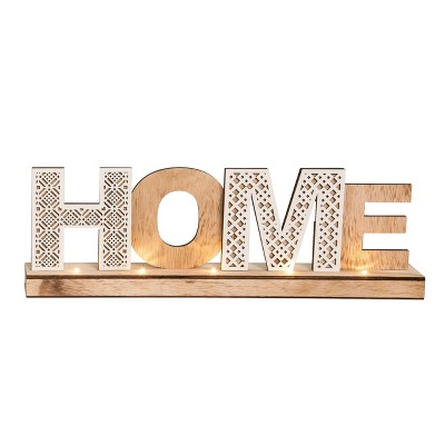 VIP Wood 17.7 in. Brown Home Light Up Sign