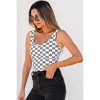 Amaryllis Women’s Scoop Neck Sleeveless Tank Checkered Print Stretchy Fitted Tank Top - 3 of 4