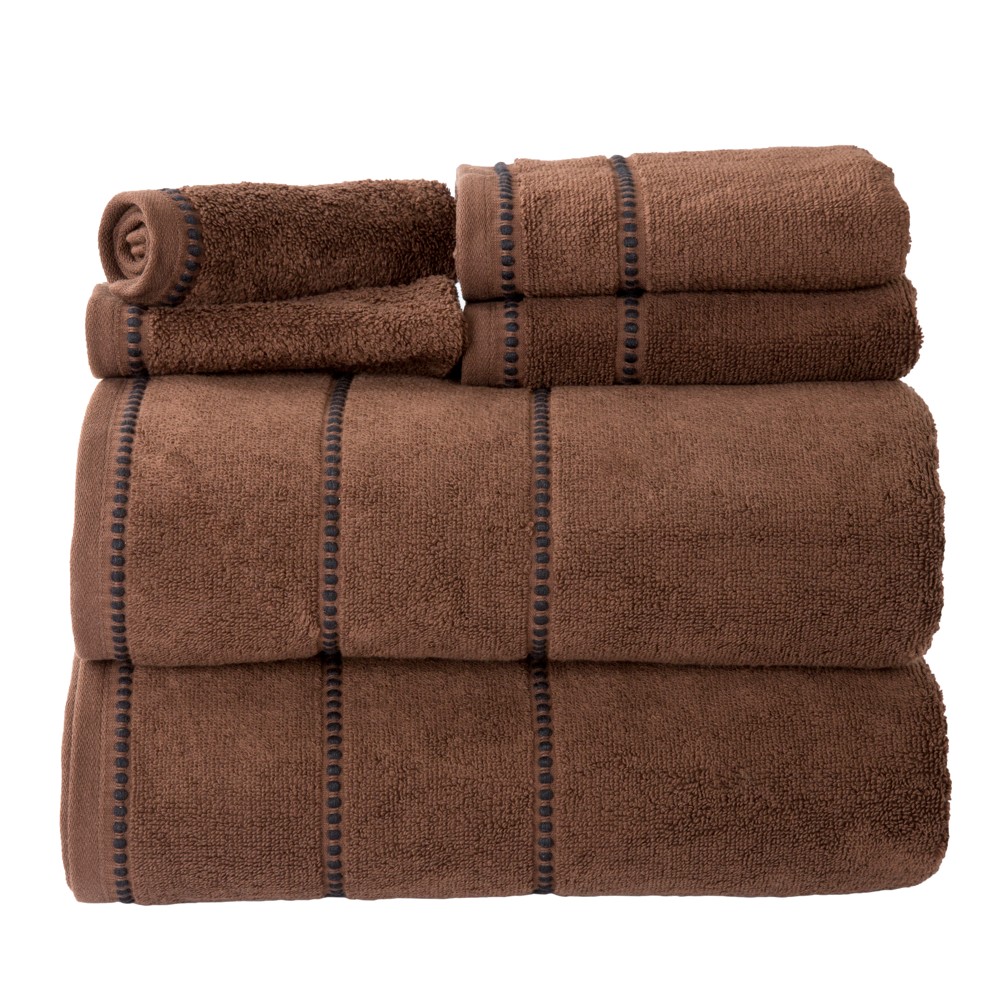 Photos - Towel 6pc Solid Bath  and Washcloth Set Brown - Yorkshire Home