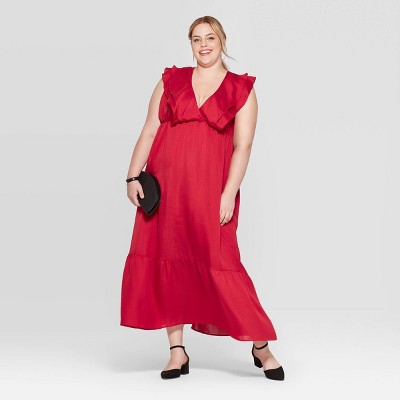 long red maxi dress plus size