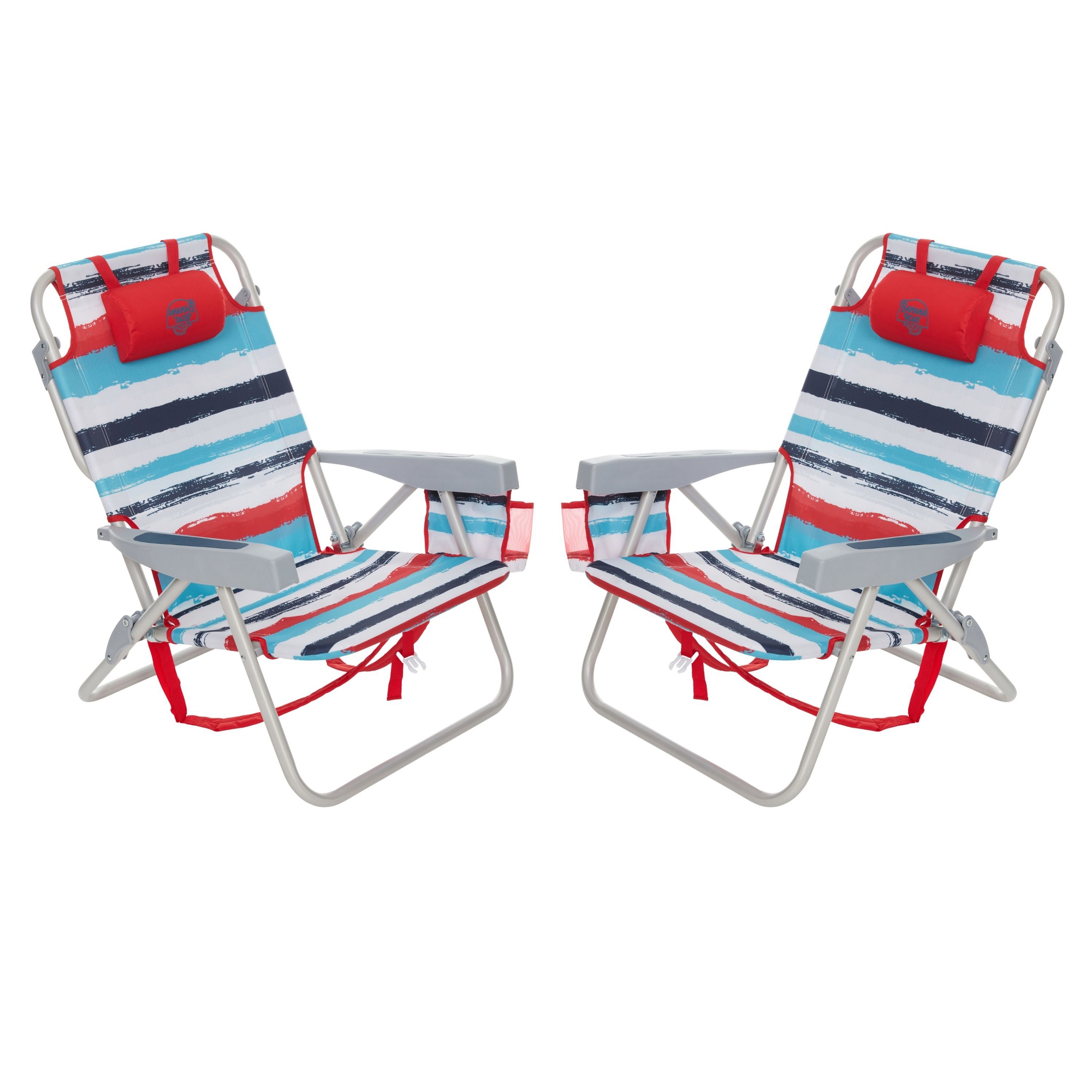 Banana Boat 2-Pack Folding Beach Chair Lightweight Backpack Chairs for Adults 5-Position with Lay Flat Outdoor Heavy Duty Beach Chair, Red