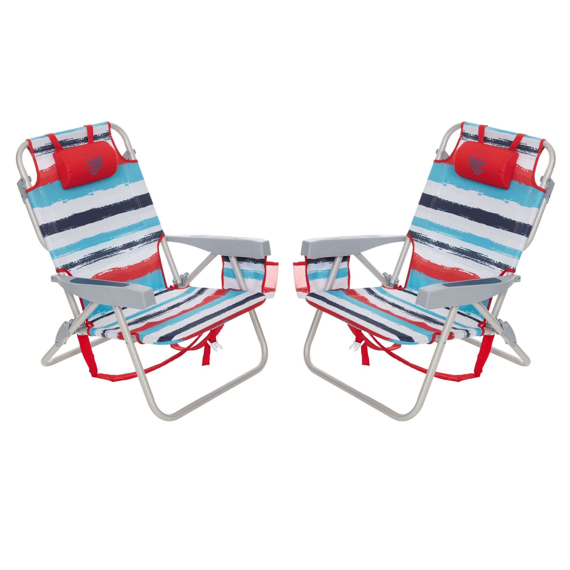 Banana Boat 2-Pack Folding Beach Chair Lightweight Backpack Chairs for Adults 5-Position with Lay Flat Outdoor Heavy Duty Beach Chair, Red