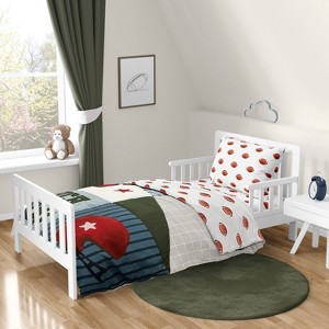 Sweet Jojo Designs Boy Toddler Bedding Set Football Green Brown and Red 5pc - 1 of 4
