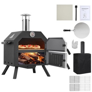 Outdoor Pizza Oven Wood Fired Pizza Oven Portable Patio Ovens Included Pizza Stone - 1 of 4