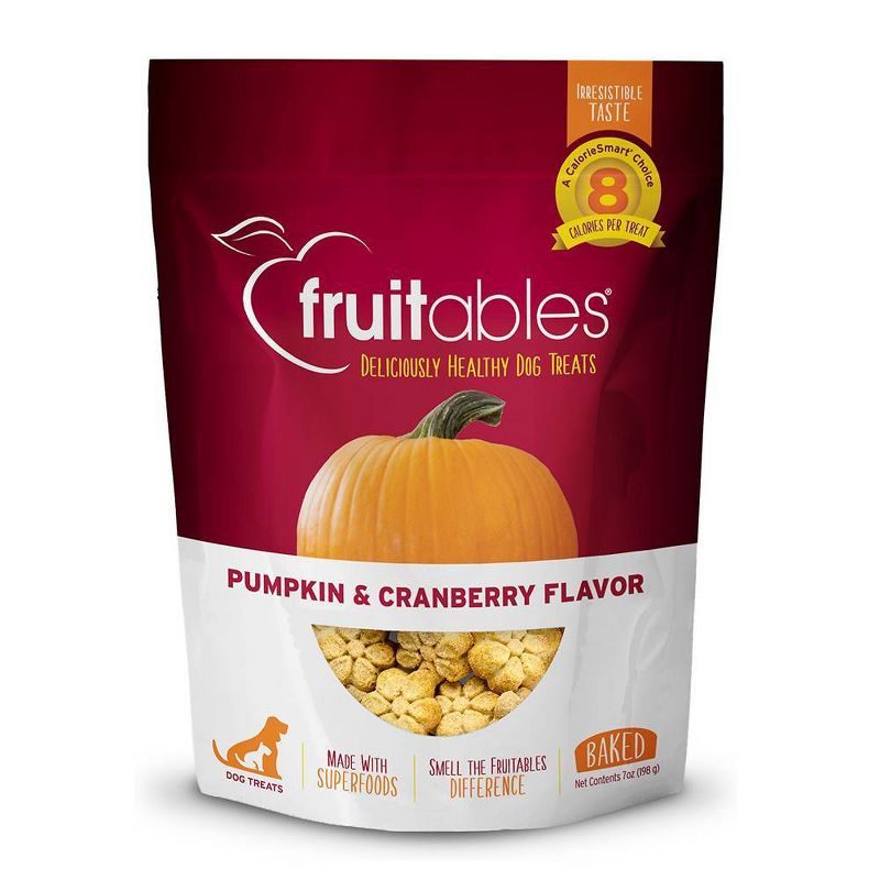 Fruitables Baked Pumpkin and Cranberry Flavor Healthy Low Calorie Dog Treats - 7oz, 1 of 9